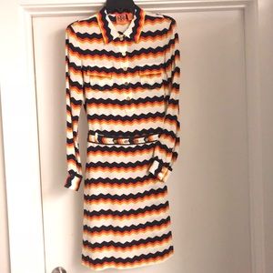 Tory Burch Silk Shirt Dress with Belt